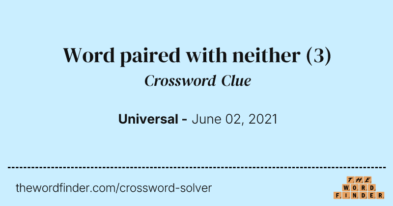 Word paired with neither crossword clue image