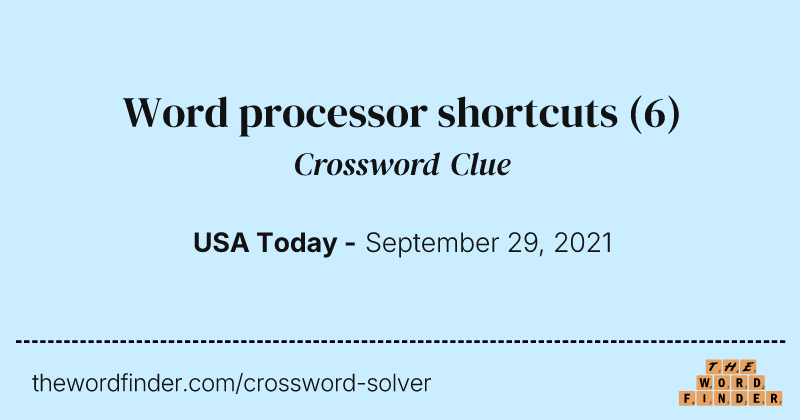 Word processor shortcuts crossword clue image