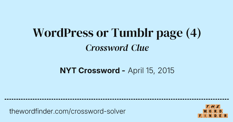WordPress or Tumblr page crossword clue image