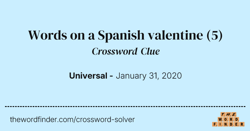 Words on a Spanish valentine crossword clue image