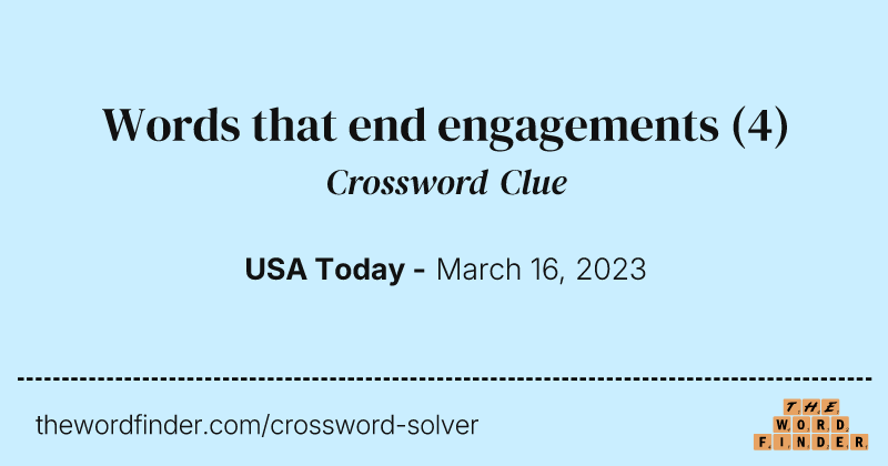 Words that end engagements crossword clue image