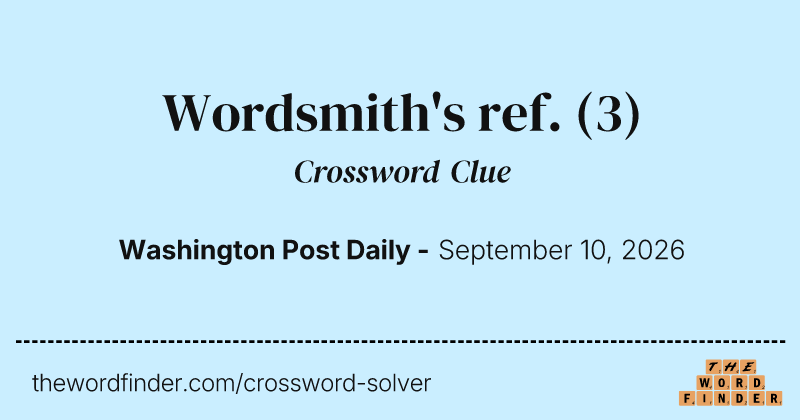 Wordsmith's ref. crossword clue image