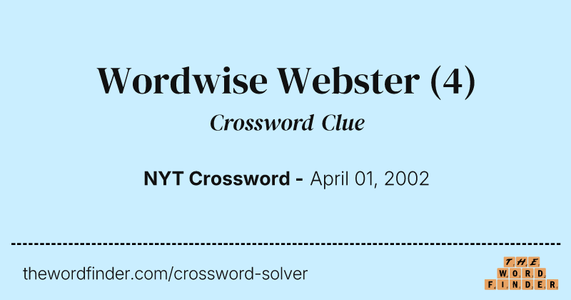 Wordwise Webster crossword clue image
