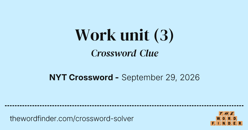 Work unit crossword clue image