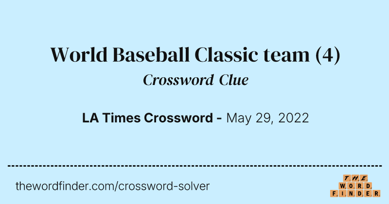 World Baseball Classic team crossword clue image