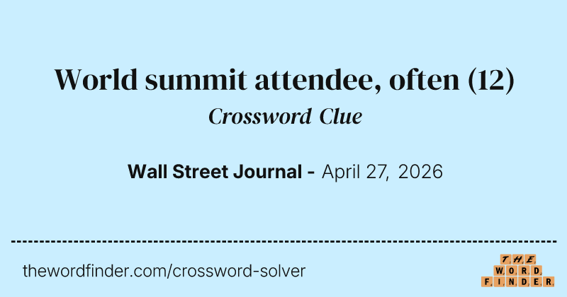 World summit attendee, often crossword clue image