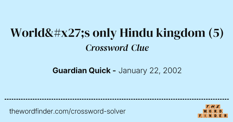 World's only Hindu kingdom crossword clue image
