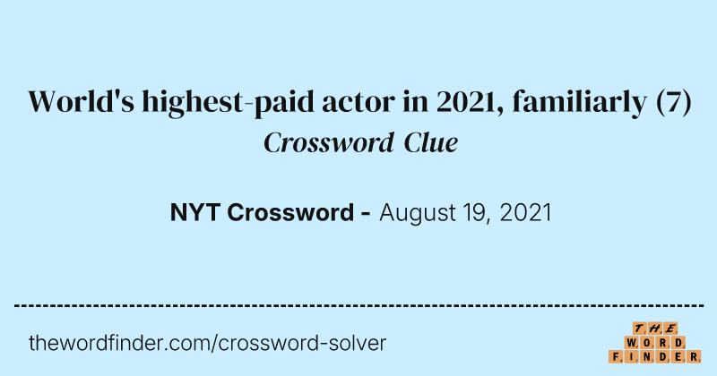 World's highest-paid actor in 2021, familiarly crossword clue image