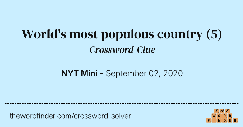 World's most populous country crossword clue image
