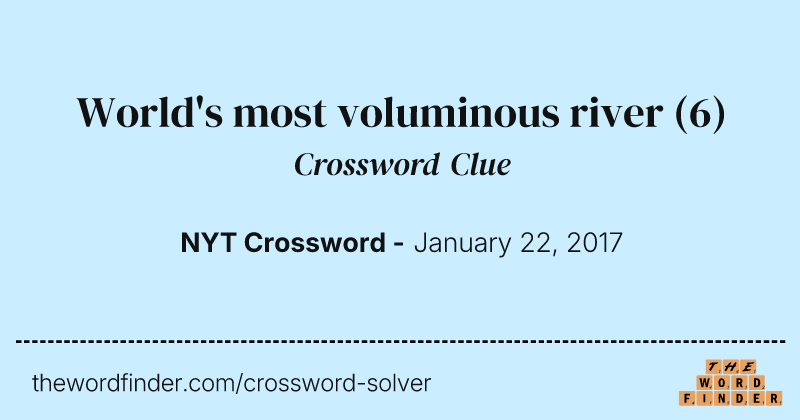 World's most voluminous river crossword clue image