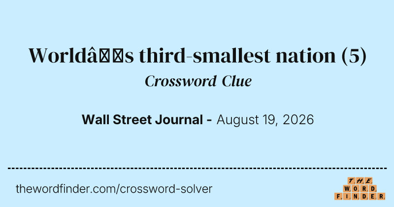 World’s third-smallest nation crossword clue image