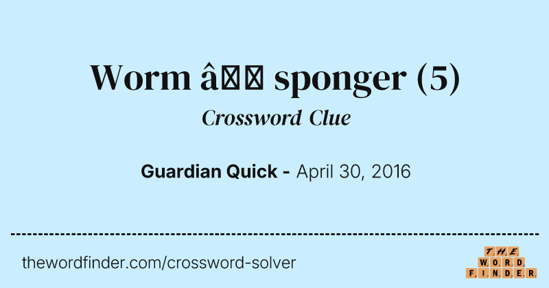 Worm — sponger crossword clue image
