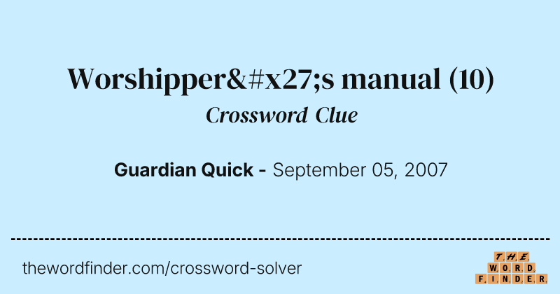 Worshipper's manual crossword clue image
