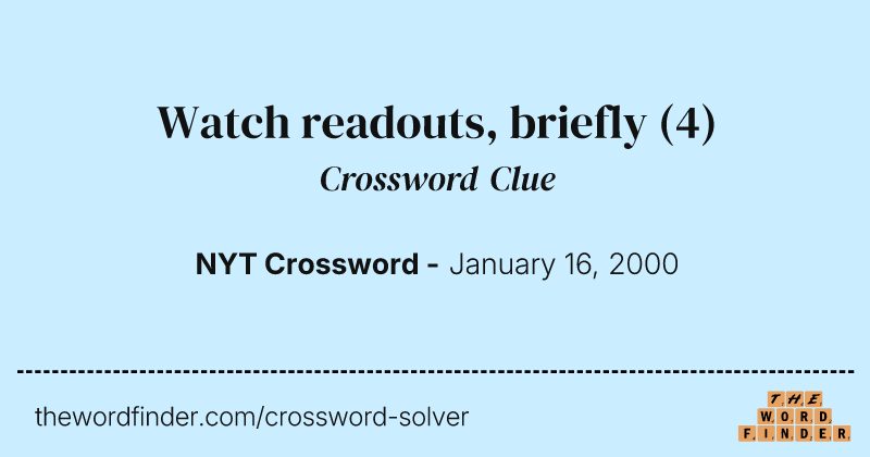Watch readouts, briefly crossword clue image