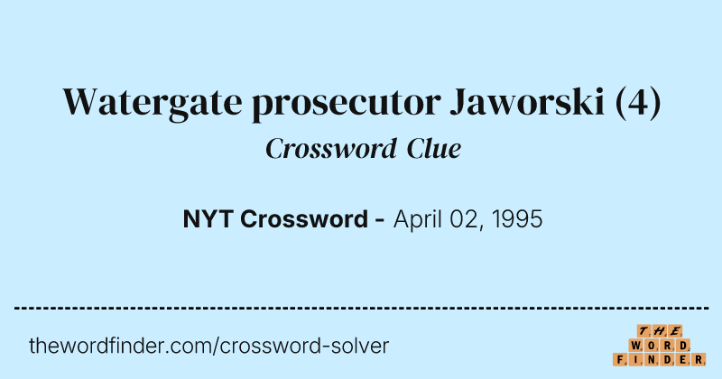 Watergate prosecutor Jaworski crossword clue image