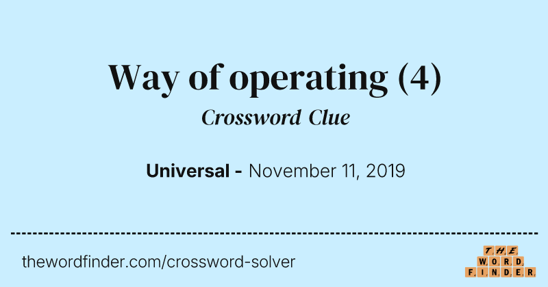 Way of operating crossword clue image