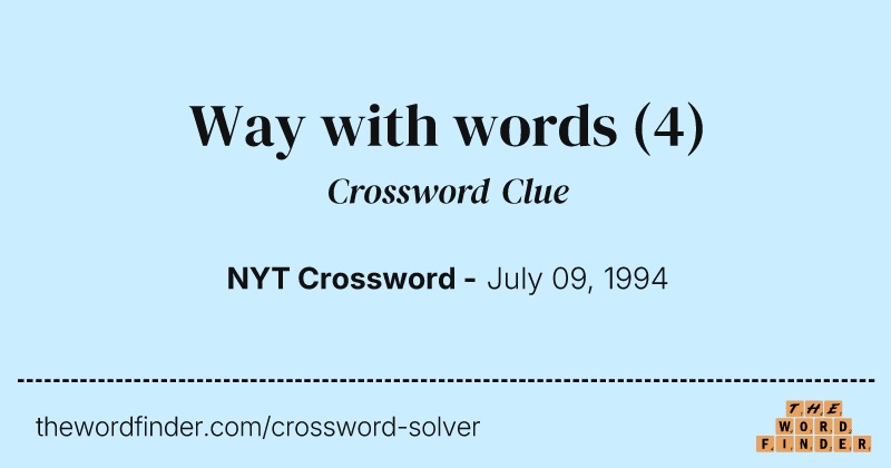 Way with words crossword clue image