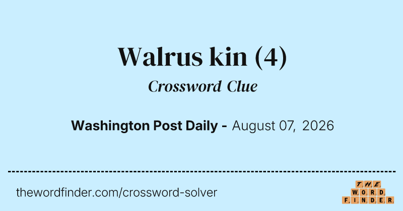 Walrus kin crossword clue image