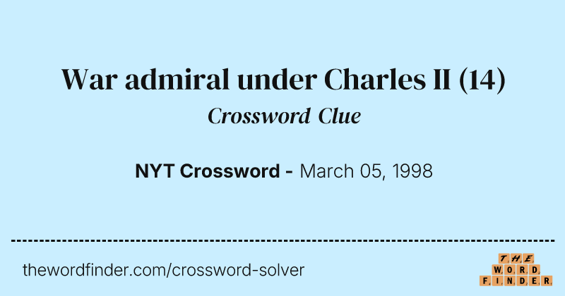 War admiral under Charles II crossword clue image