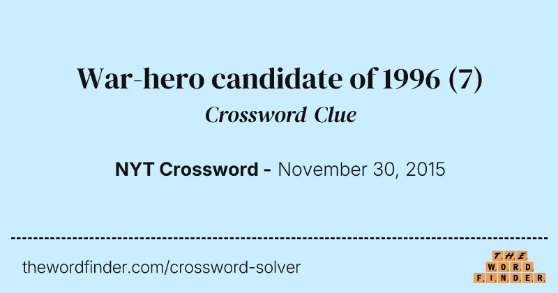 War-hero candidate of 1996 crossword clue image