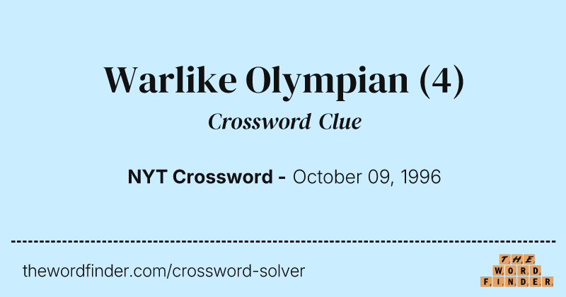 Warlike Olympian crossword clue image