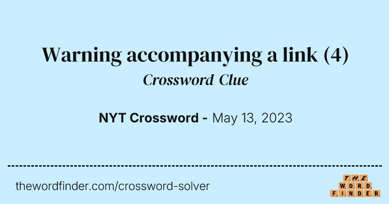 Warning accompanying a link crossword clue image