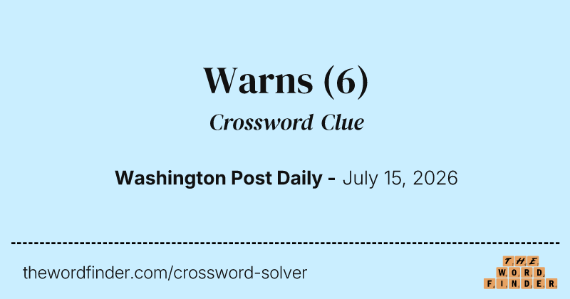 Warns crossword clue image
