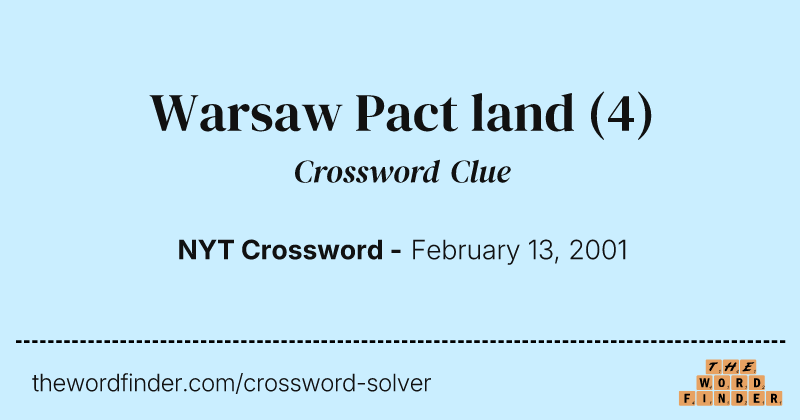 Warsaw Pact land crossword clue image