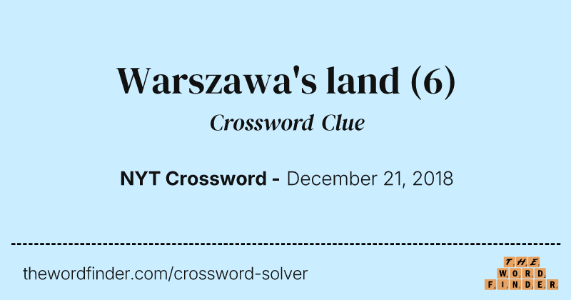 Warszawa's land crossword clue image