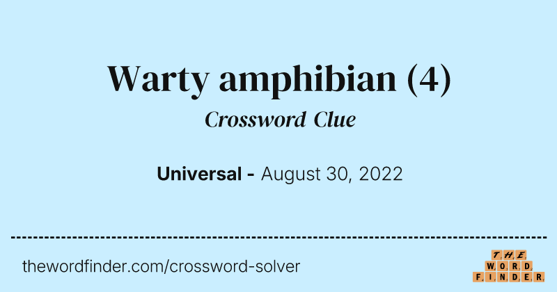 Warty amphibian crossword clue image