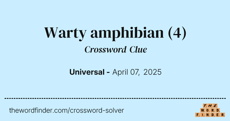 Warty amphibian crossword clue image