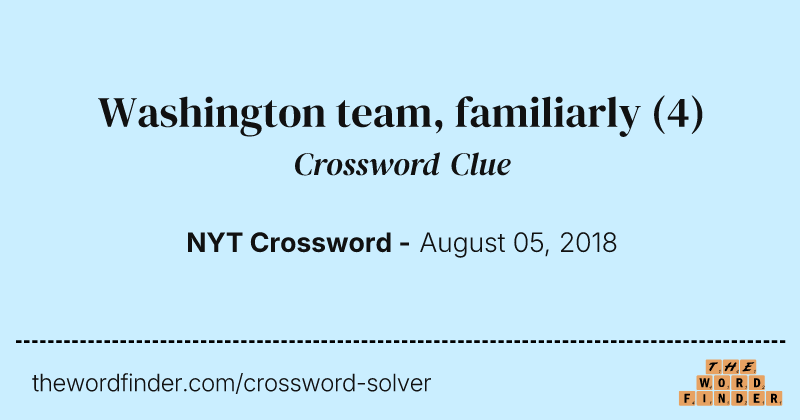 Washington team, familiarly crossword clue image