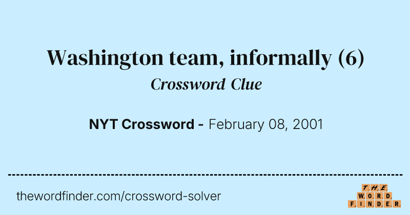 Washington team, informally crossword clue image