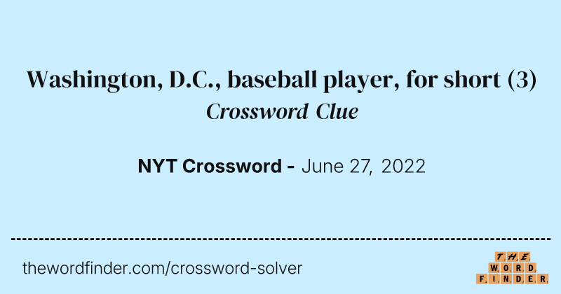 Washington, D.C., baseball player, for short crossword clue image