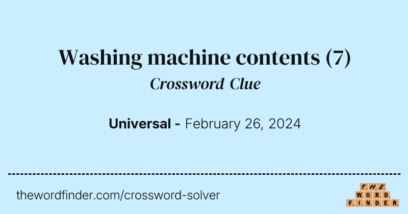 Washing machine contents crossword clue image