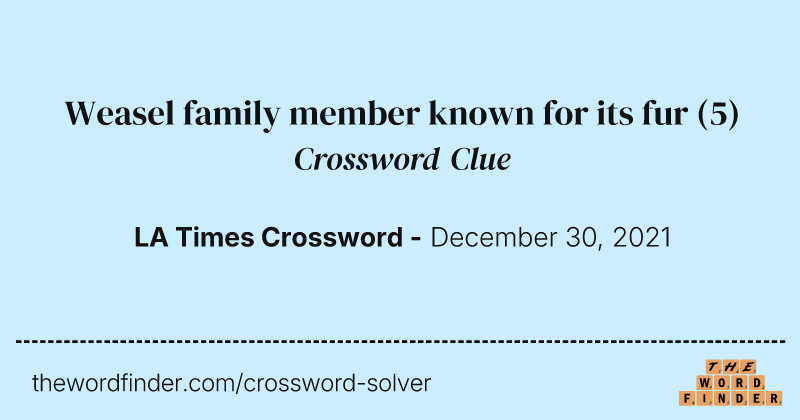 Weasel family member known for its fur crossword clue image