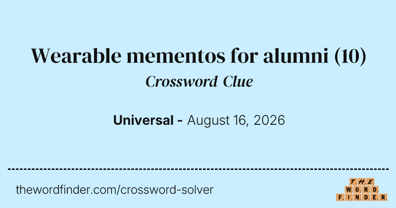 Wearable mementos for alumni crossword clue image