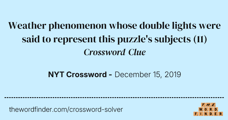 Weather phenomenon whose double lights were said to represent this puzzle's subjects crossword clue image