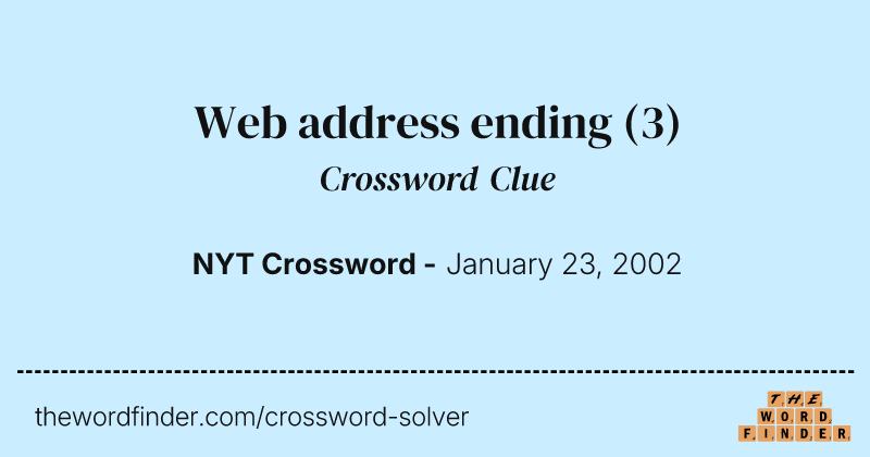 Web address ending crossword clue image