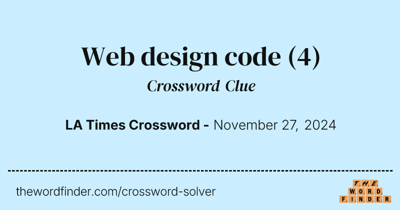 Web design code crossword clue image