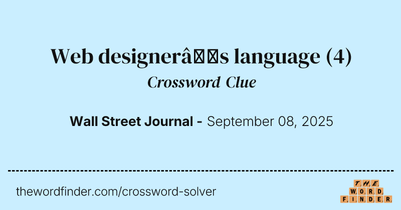 Web designer’s language crossword clue image