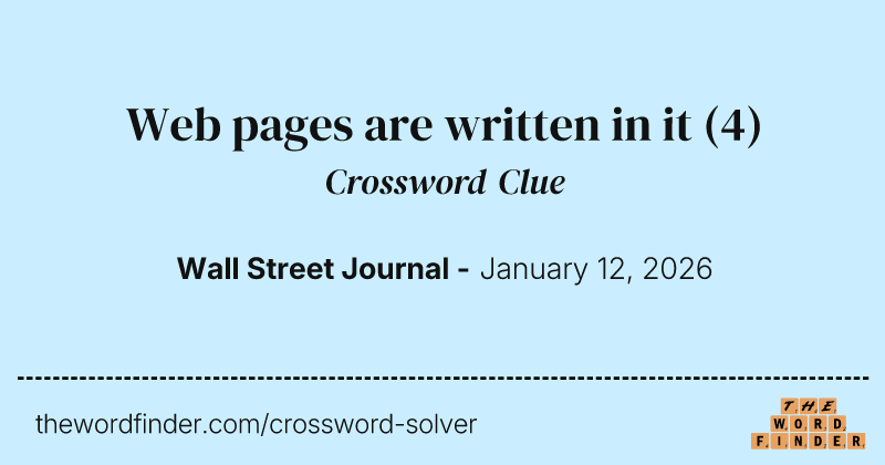 Web pages are written in it crossword clue image