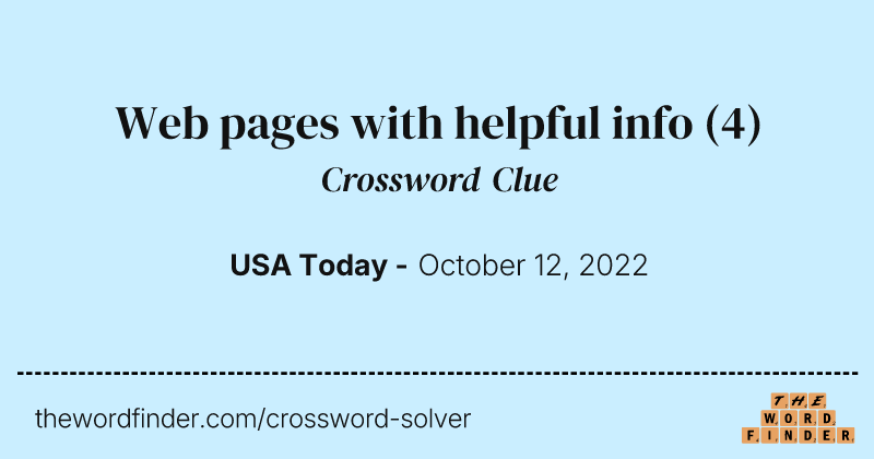 Web pages with helpful info crossword clue image