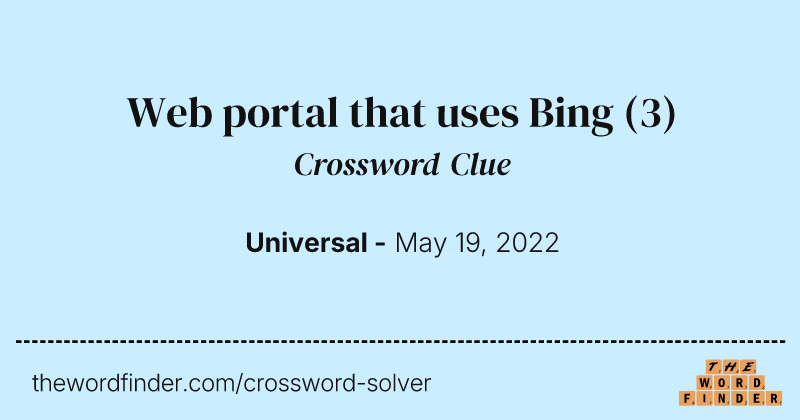 Web portal that uses Bing crossword clue image