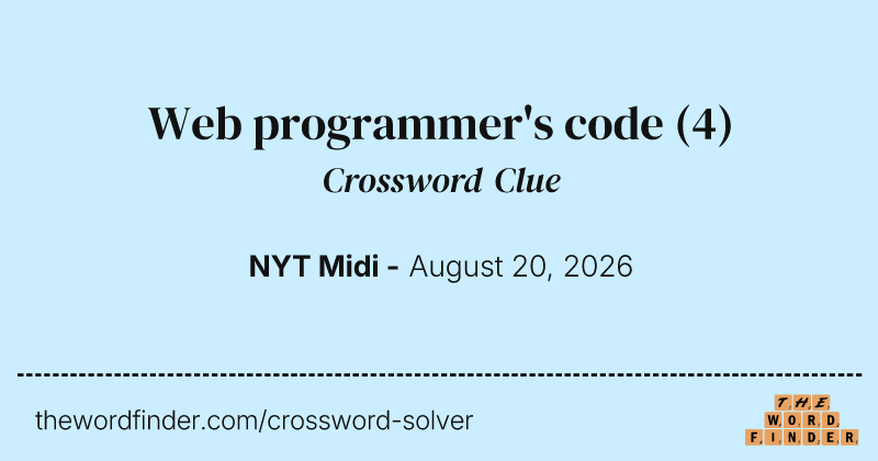Web programmer's code crossword clue image