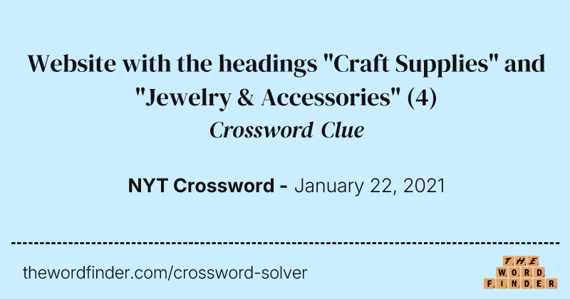 Website with the headings "Craft Supplies" and "Jewelry & Accessories" crossword clue image