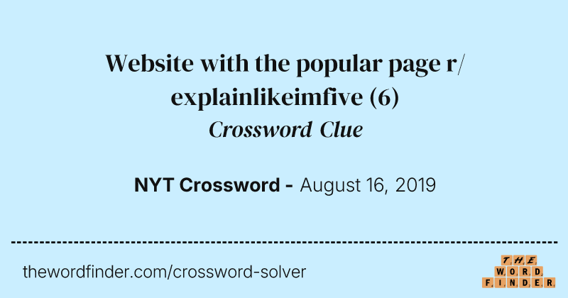 Website with the popular page r/explainlikeimfive crossword clue image
