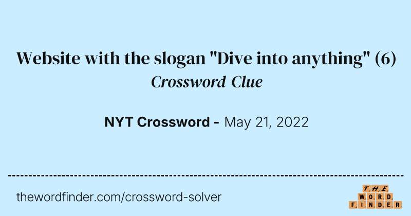 Website with the slogan "Dive into anything" crossword clue image