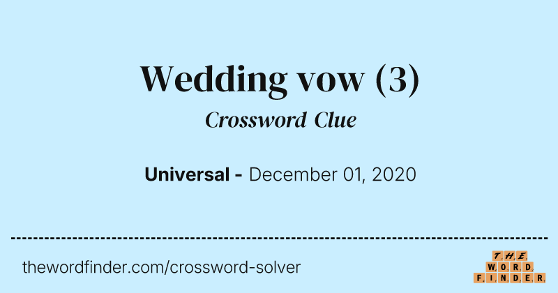 Wedding vow crossword clue image