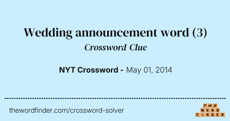 Wedding announcement word crossword clue image